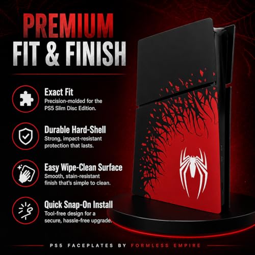 Image of Faceplate for PS5 Side Shell Plates PlayStation 5 Slim Disc Edition Console Spider Replacement Accessory Case Cover Black Plate Anti-Scratch Dust Cover Skin Protector