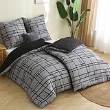 Pamposh Bettwäsche 135x200 4teilig - Bettwäsche Grau 2 Bettbezüge 135x200 cm + 2 Kissenbezüge 80X80 cm, ÖKO-TEX Bettwäsche-Sets Ultraweicher Mikrofaser mit Reißverschluss