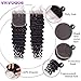VRVOGUE (12 14 16+10 Inch) Brazilian Deep Wave 3 Bundles With Lace Closure 4X4 Free Part 100% Human Hair 7A Unprocessed Brazilian Virgin Hair Weave Extensions Natural Color