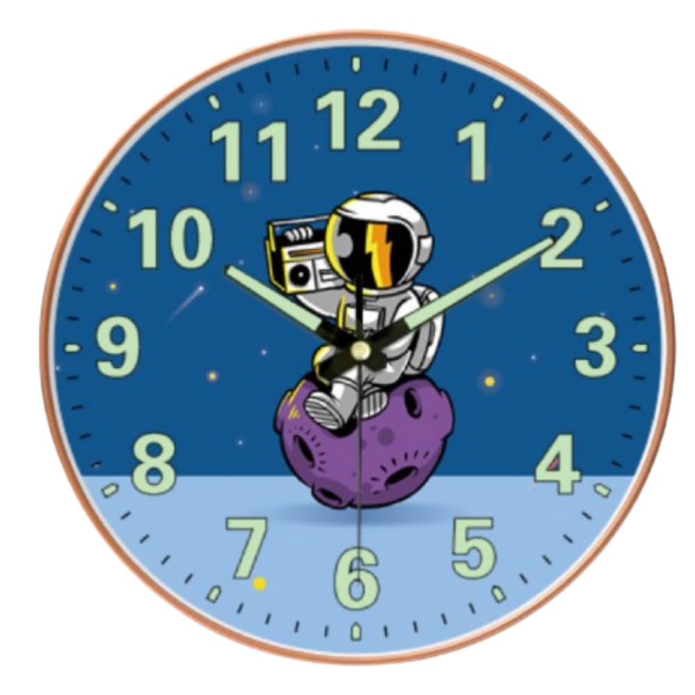 Image of WHISKET - 12 Inch | Luxury Designer Radium Wall Clock with Night Glow Numbers - Silent Analog Clock with Elegant Floral Design for Living Room, Bedroom & Office Decor. (Radium Radio)