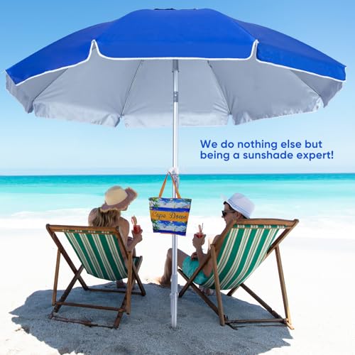 Image of Tempera Heavy Duty High Wind Beach Umbrella with Sand Anchor & Carry Bag | Patio Outdoor Umbrella with Aluminum Frame and Push Button Tilt, Ideal for Garden Lawn, UPF 60+