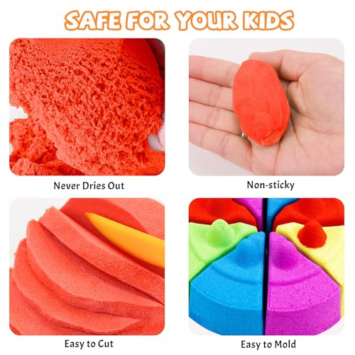 Image of NiToy FlexiSand 2.2Lbs Sand Toy, Never Dries Out-Fun for 3 Years and up Kids Bulk Refill for Sensory Sand Box Toys, Ideal for Shaping, Squeezing and Molding(Red)