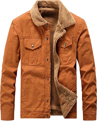 Vcansion Men's Classic Cotton Fleece Lined Windproof Jacket Coat Military Style Outerwear Yellow