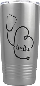 PlaqueMaker Personalized 20-oz Nurse, Doctor, Veterinarian or Medical Professional Tumbler - Add A Name Within The Stethoscope to Make it Special to the Recipient. Stainless Steel