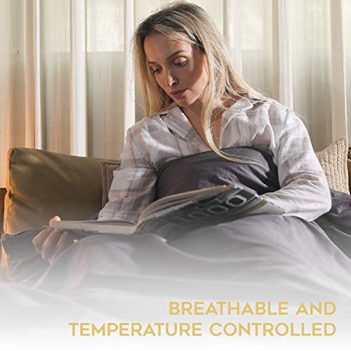Image of YnM Weighted Blanket and Duvet Covers a€ inch Hot and Cold Duvet Cover Set (3 Pieces) a€ inch (Lattice Scroll, 60''x80'' 18lbs), Suit for One Person(~170lb) Use on Queen /King Bed