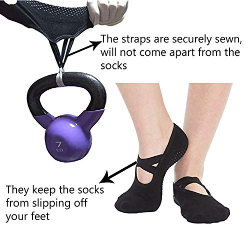 Meias de ioga para meias antiderrapantes com alças Meias de barra para mulher, ideal para pilates, b