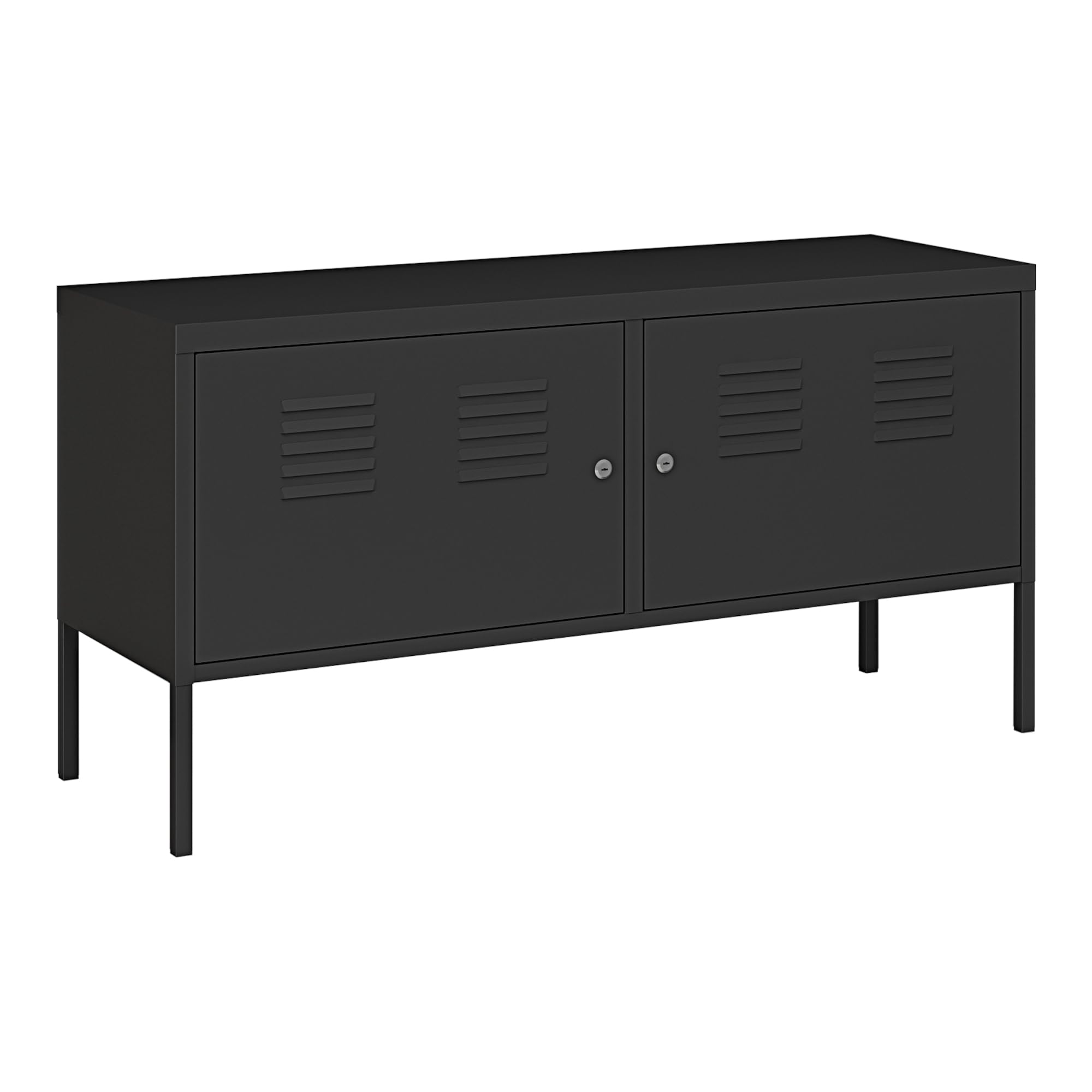 [en.casa] Armadietto in Acciaio Mobile Basso per Archivio con Scomparti Interni 2 Ante con Chiusura a Chiave Armadietto Multiuso per Ufficio Soggiorno 118 x 40 x 60 cm Nero