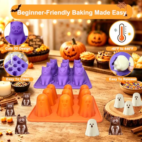 3D Halloween Ghost Silicone Molds 2 Pack, 9 Cavity Chocolate Candy Molds - image 6