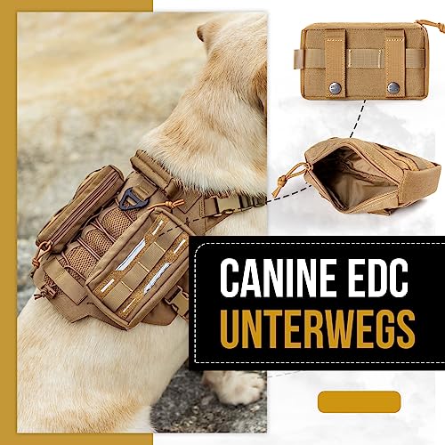 OneTigris X23 Futterbeutel für Hunde 2 Stück, Laser-Cut Design für eine EDC-Tasche für Hunde, Nylon, Langlebig, mit großer Kapazität und reflektierenden Streifen, für MOLLE Hundegeschirr