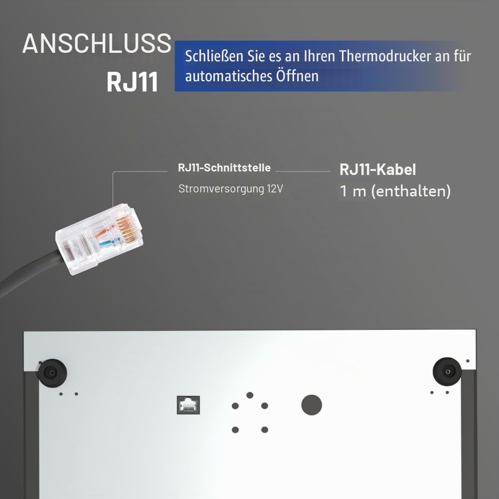 iggual Kassenschublade IRON-15 Geldbox Stahl Kunststoff Schwarz 37 x