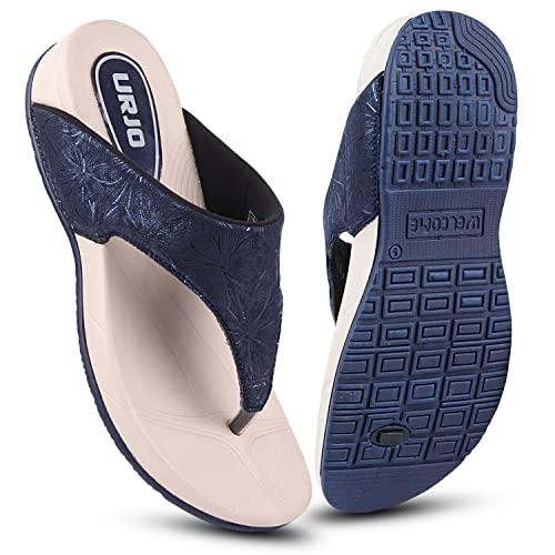 Image of URJO Women's Slippers /FlipFlops Lightweight Super Flexible Arch Support Durable Anti Skid & Stylish Dailywear Slippers /FlipFlops for Women