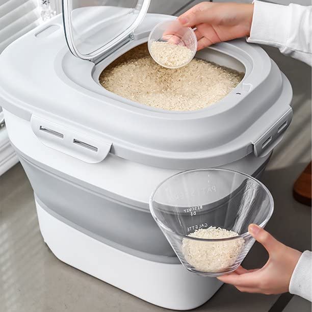 Olpad Dog Food Storage Container, Collapsible Dog Food Container with Transparent Lid, Scoop and Wheels, Large Pet food storage for Dog, Cat and Other Pet (collapsible rice storage container) (B0C8DGZG5Q) Amazon Price History, Amazon Price Tracker