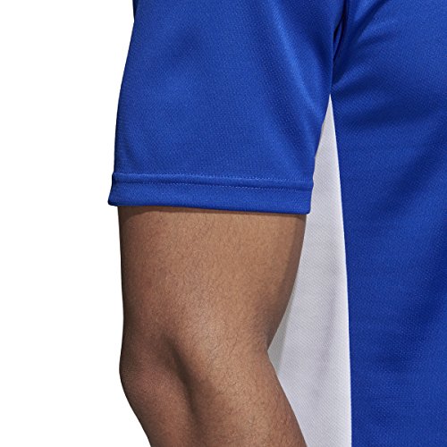 adidas Men's Entrada 18 AEROREADY Primegreen Regular Fit Soccer Short Sleeve Jersey, Bold Blue/White, Large