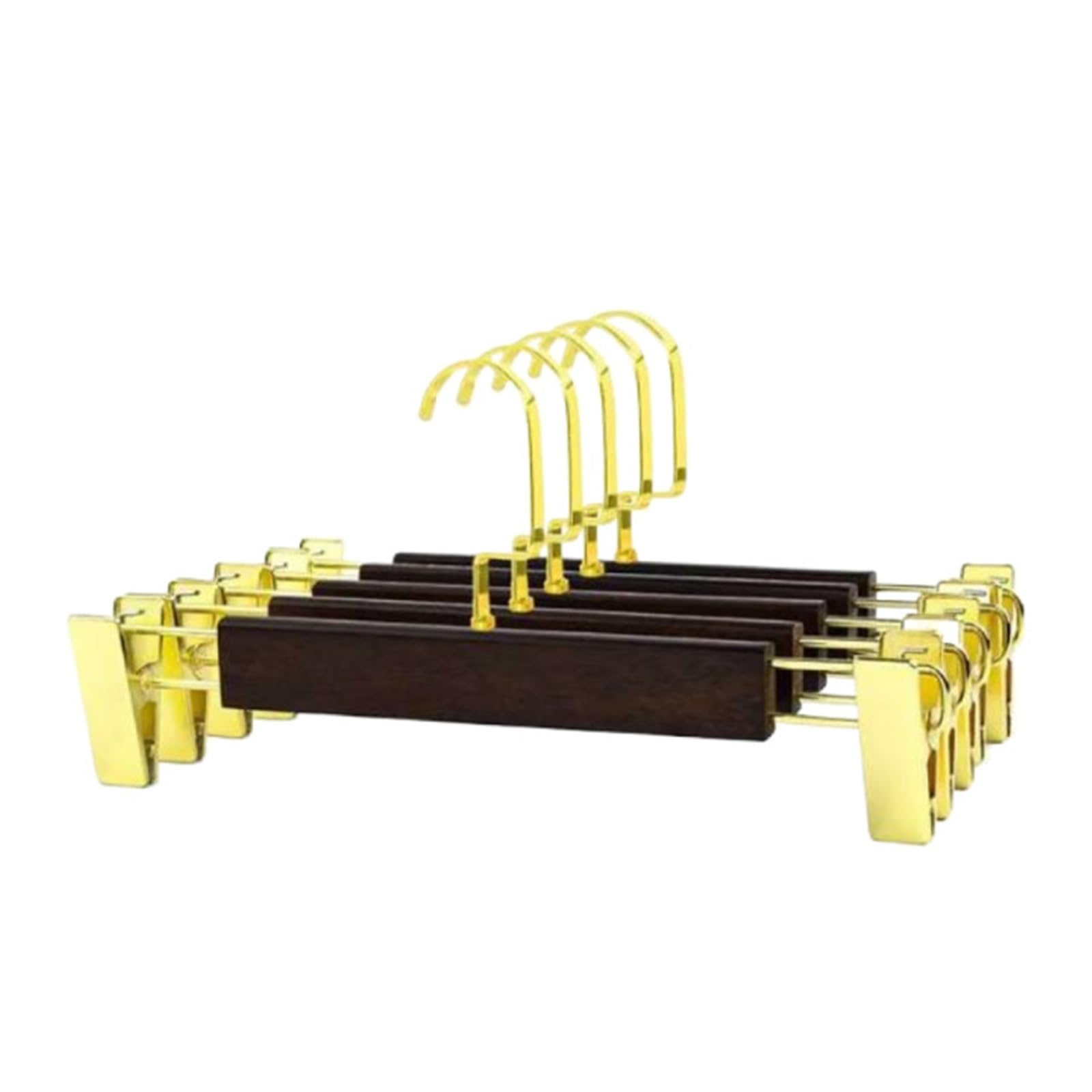 Natural Wooden Trousers Hangers 10Pcs Solid Wood Clothes Hanger Closet Organizer Suit Pants Drying Rack,Gold Hook Wardrobe Storage