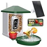 TKENPRO Smart Bird Feeder with Camera 5MP Live Video - 10,000+ Birds Species AI Identification, Solar Powered Bird House, 2-in-1 Bird Bath & Perch, Instant Arrival Alerts, Ideal Gift for BirdLovers