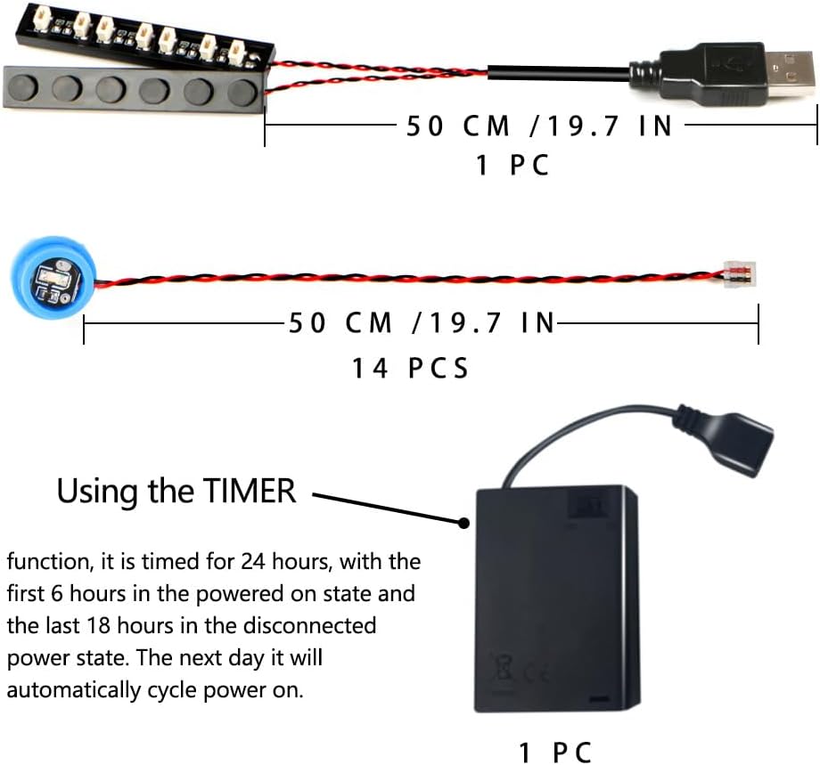 14PCS LED Lights 1X1 Circular Dot Compatible with Lego Building City Model Set Block Accessories Lighting Kit Toys(Blue)