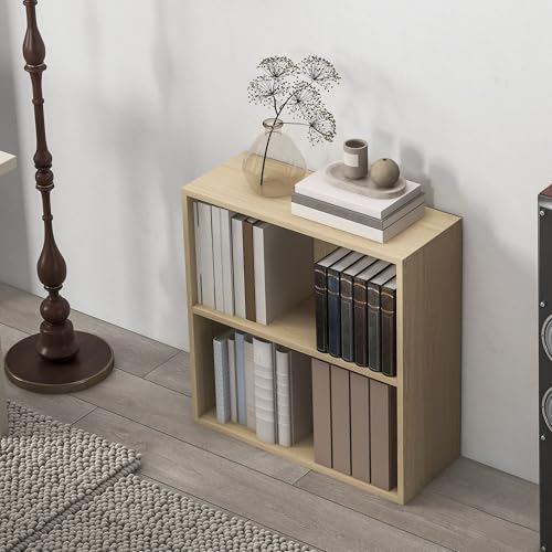 Étagère 2 Niveaux Réglable 60 cm Bois Naturel HOMCOM