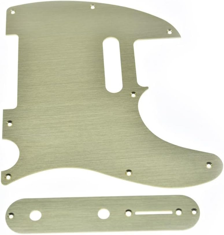 KAISH Metal Aluminum Anodized Tele Pickguard with Metal Control Plate and Screws for American/Mexican Telecaster Gold