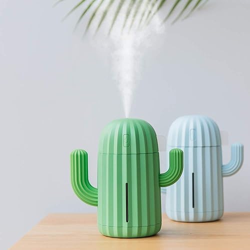 Miniatura 7 de Mini humidificador, Humidificadores de habitación, individual con luz nocturna, Humidificador de aire de cactus portátil para yoga, oficina, spa,