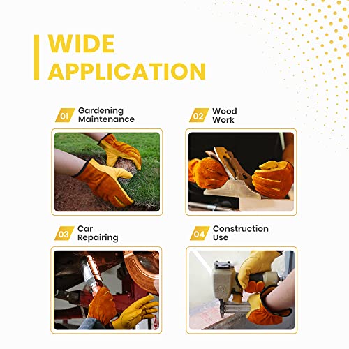 NickyPicky Gardening Gloves for Men and Women, Tough, Thorn Proof Comfortable Breathable Leather Multi-Purpose Work Gloves - Image 2