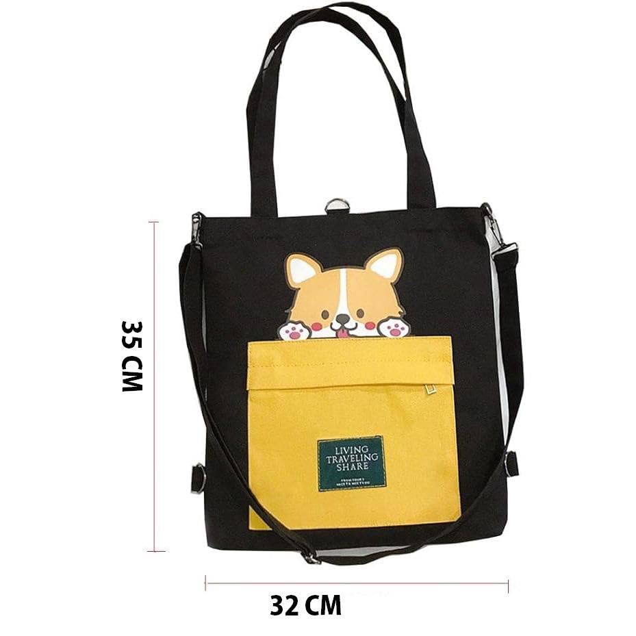 K2P Canvas Tote Bag, Backpack, Shoulder Bag, Handbags for Women Ladies Girls for School, College, Office, Travel, Shopping, Daily Use, Adjustable Strap 3