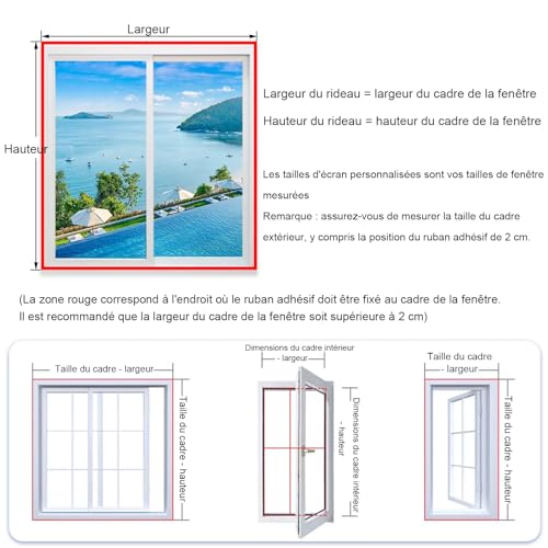 Moustiquaire fenêtre sans perçage 100x100 rideau anti mouche et filet adhésif