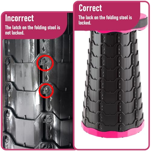 Image of Doseno Upgraded Foldable Stool Thickened, Portable Collapsible Stool Retractable Stool for Fishing, Hiking Tours, BBQ, Parties, Outdoor Activities（Pink）
