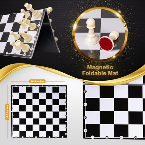 Image of Ratna's Legend Magnetic Chess Jumbo Size Foldable Magnetic Chess Board Set with Magnetic Pieces Having Storage Case for Each Piece, Board Games for Kids and Adults (16.5x16.5 Inches)