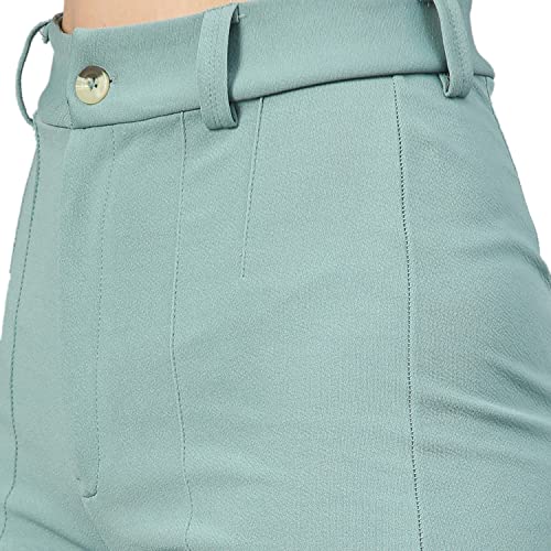Image of KOTTY Women Polyester Blend Green Solid Trousers(Light Moss Green,26)