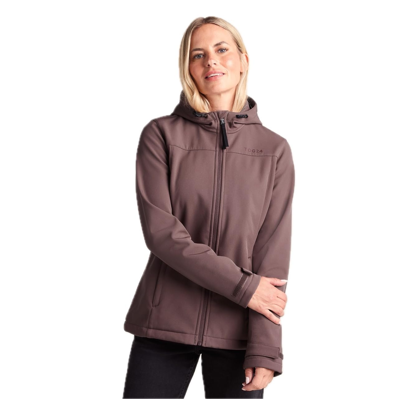 Tog24 Women's Dark Mauve 'Keld' Shower Resistant Hooded Softshell Jacket In | Size: 18