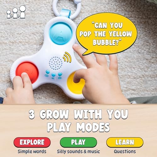 Chuckle & Roar - Pop It! and Learn Mini - Educational and Electronic Popping Toy - Learn Numbers & Letters in Spanish or English - Great for Ages 6 Months to 2 Years - 3