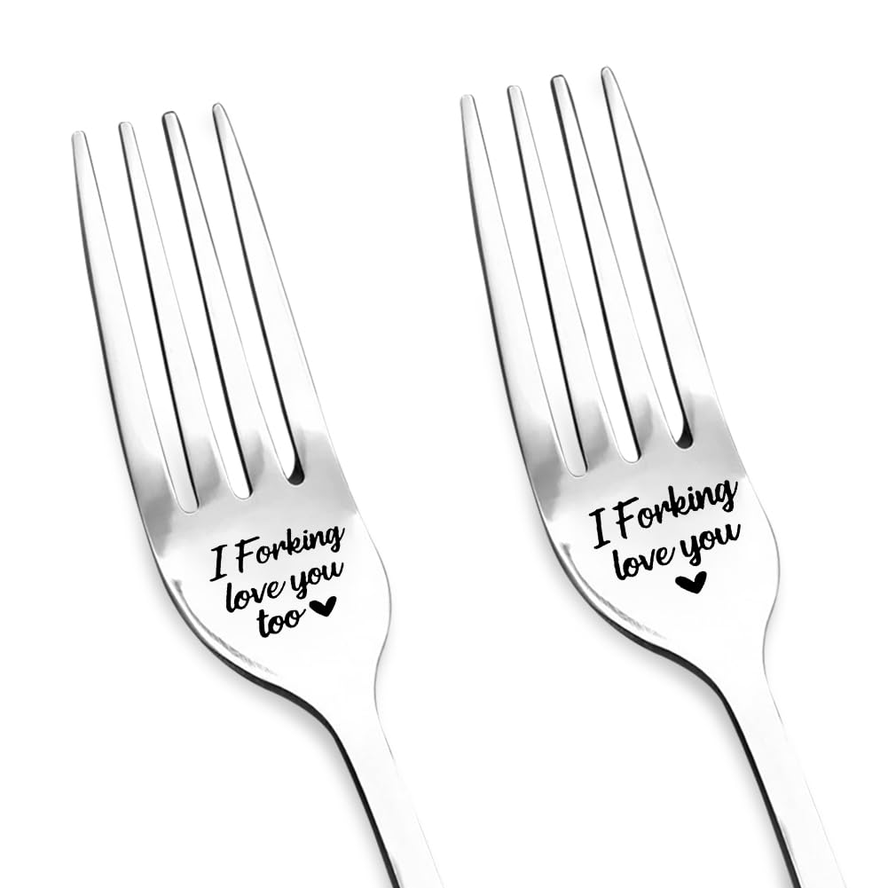 Wedding Gift Fork for Bride And Groom Bridal Shower Gifts for Best Friends Bride To Be Engagament Marriage Gifts for Coupls Her Him Newly Engaged Wedding I Do Me Too Cake Dessert Forks — Amazon image 2
