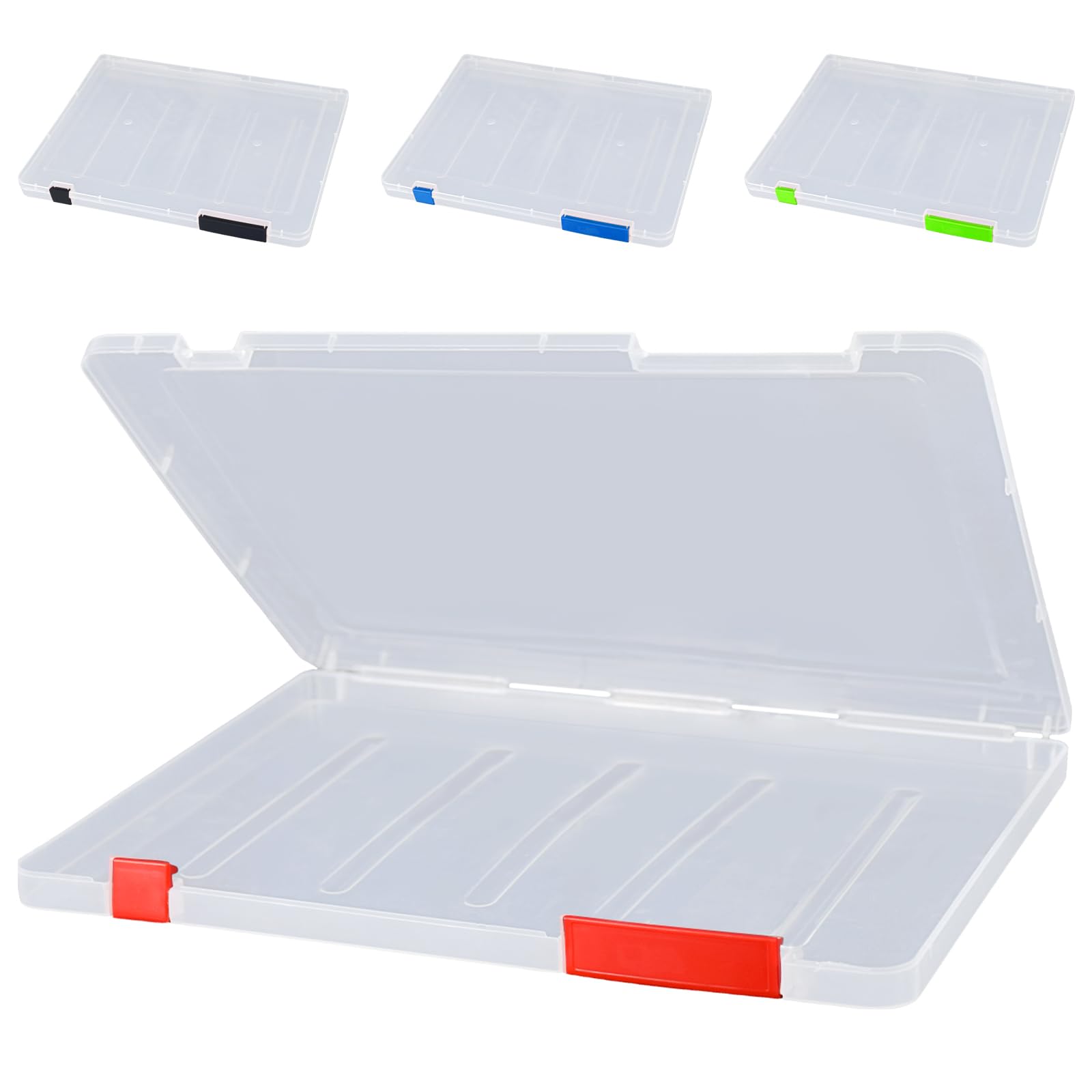 Lemical Paper Storage Containers 4 Pack Scrapbook Storage Box Portable Project Case for 8.5 x 11 Paper Letter Plastic Document Box A4 File Box for