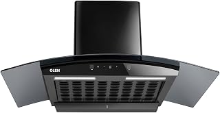 Glen 90 cm 1500 m³/hr Filterless Thermal Autoclean Kitchen Chimney, Curved |(Hood Senza Turbo 90,Touch & Gesture Control, Digital Display, Black)