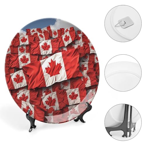 Plato decorativo bandera canadiense de cerámica 6 pulgadas miniatura 4