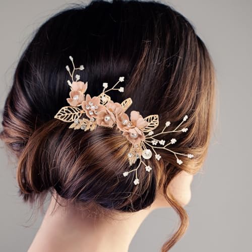 Nuobesty HRQ7CUXU6HZK0037B195K 4Pcs Wedding Hair Clip Comb Handmade Bridal Hair Clip Pearl Floral Leaf Hair Accessories thumb #6