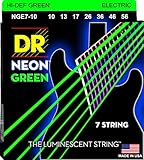 DR Strings Hi-Def NEON Green Coated Medium 7-String Electric Guitar Strings (10-56) Neon Green
