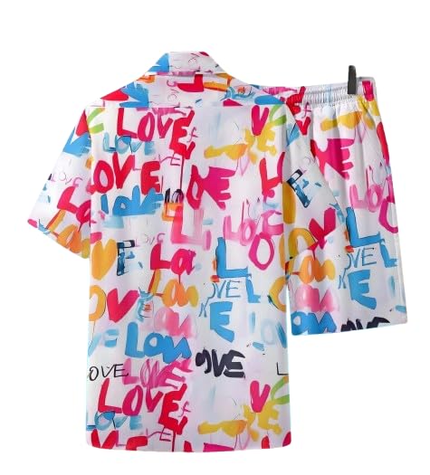 Men’s Printed Co-Ord Set | Plus Size Casual Shirt & Shorts Set | Nightwear Pajama Suit, Loungewear, Beachwear & Vacation Outfit Design No Shirt-Short Set7-Parent-picture-28