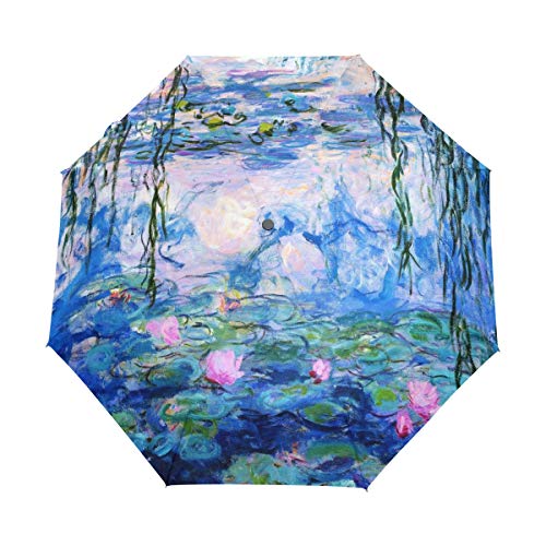 YZGO ALAZA Monet Claude Water Lilies Oil Painting Travel Umbrella