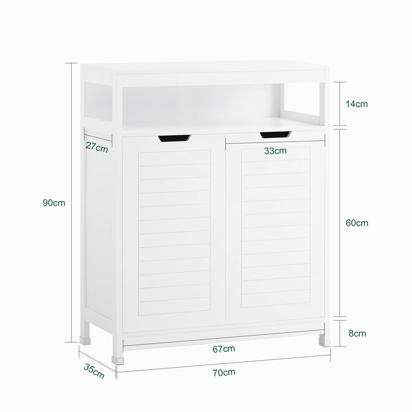 SoBuy Mobile da bagno Armadietto da terra Due ante Doppia apertura Bianco 70x35x90cm BZR121-W