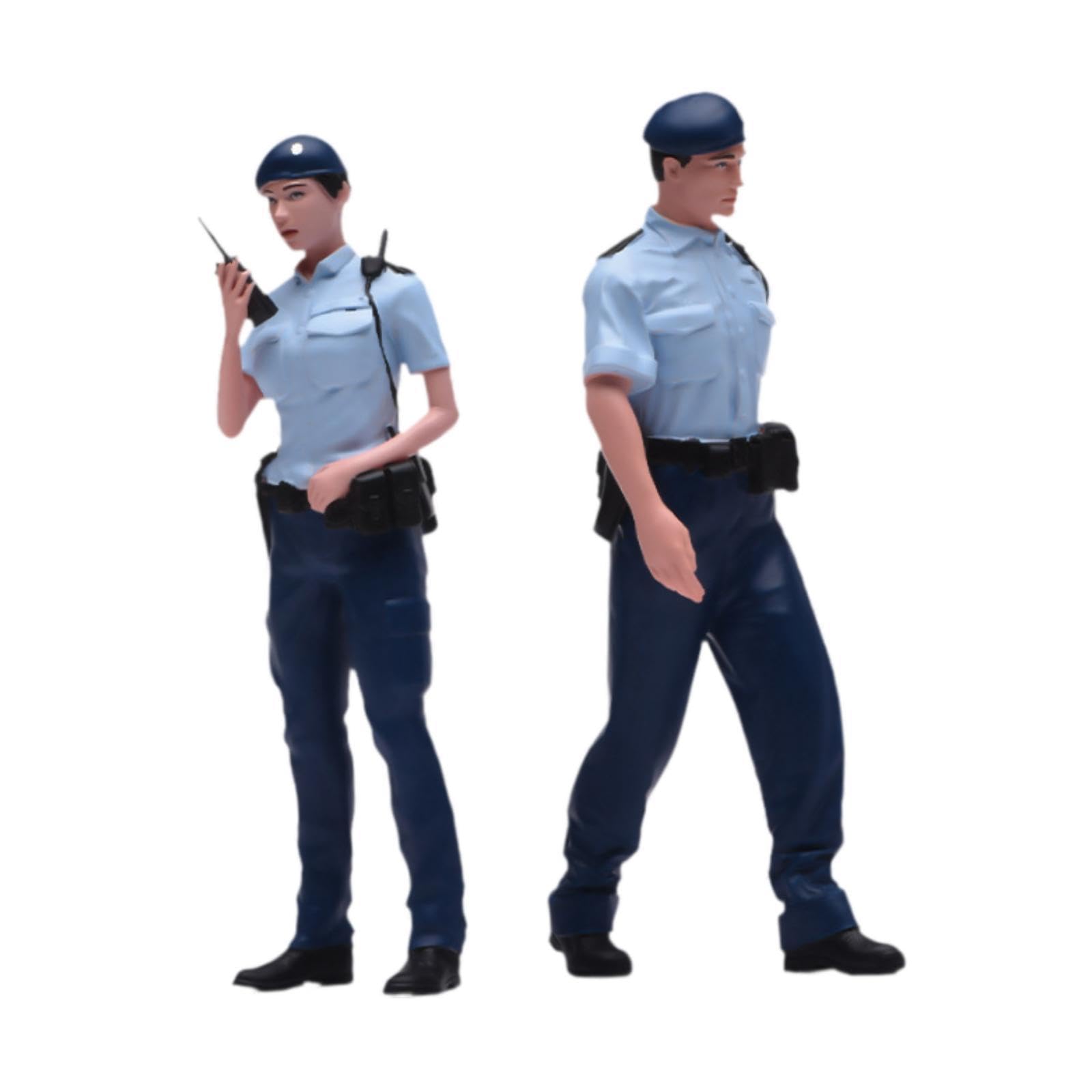 2 Pezzi di Figure in 1/24, Miniatura, Polizia di Hong, Diorama di Sabbia, Decorazioni per Collezioni, Piccole Figure Umane