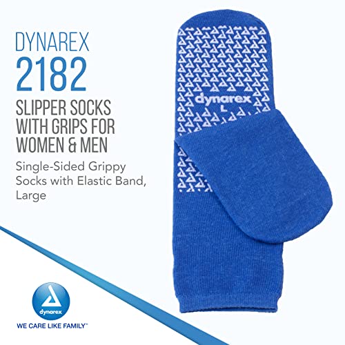 Dynarex Slipper Socks with Grips for Women & Men - Single-Sided Grippy Socks with Elastic Band, Anti-Slip Hospital Socks with Grippers - No Latex - Large, 48 Pairs per Case2