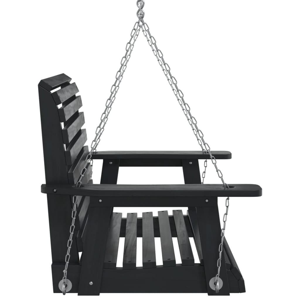 Gecheer Silla Columpio jardín con Cadenas de Metal Madera Abeto Negro,Columpio de Jardín Balancín Patio Terraza Balcón,Columpio de Jardín Balancín Patio Terraza Balcón,TPY-2