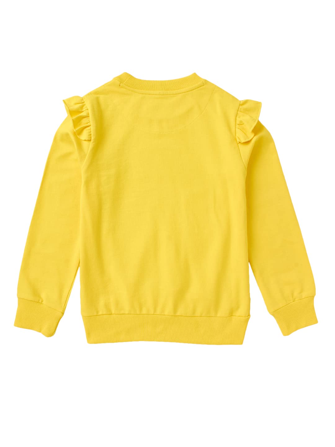 8 Years Girls Sweatshirt By Cub McPaws | Cotton Round Neck Full Sleeves Kids Pullover Sweatshirt for Girls| Yellow Girls Winter Wear with Graphic Print | 8-9 Years 4