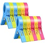URAQT Beach Towel Clips, 12 Pcs Large Laundry Clip Clothes Pegs for Washing Line, Bright Color Plastic Towel Pegs for Sunbeds, Sun Loungers, Pool Chairs, Laundry