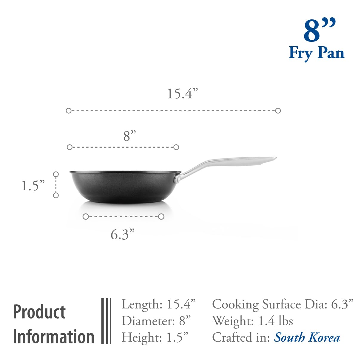 TECHEF - Onyx Collection 20,3 cm Antihaft-Bratpfanne, PFOA-frei, spülmaschinenfest, Edelstahlgriff, Induktionsfertig, hergestellt in Korea (20,3 cm)