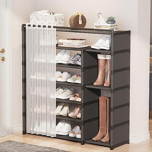 Étagère à chaussures verticale compacte empilable et grand volume