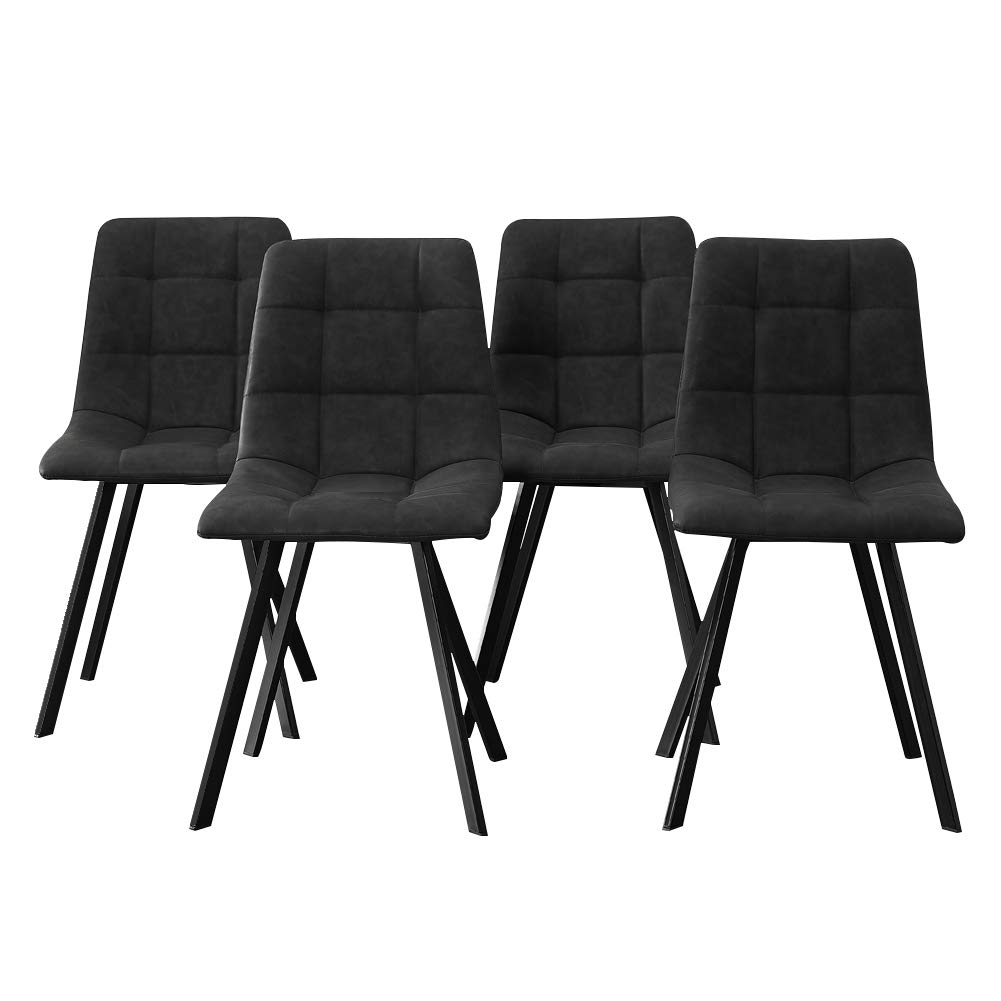 Buy CLIPOP Dining Chairs Set of 4 Grey Faux Leather Upholstered Kitchen