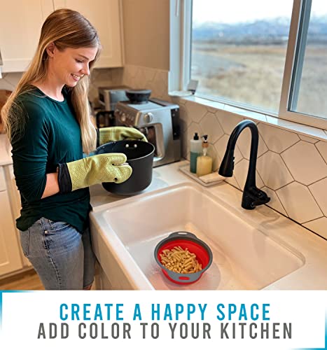 2 Pcs Colander Set - Collapsible Colanders By Comfify - Sink Strainers For Kitchen - 2 & 3 Qt / 8" & 9.5" Size - Red #TOP3