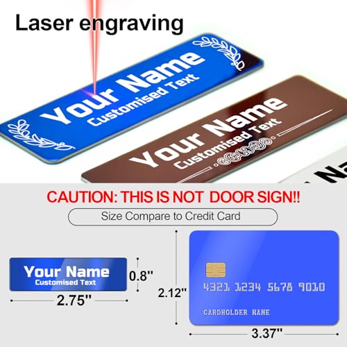 Image of Engraved Custom Name Plate Adhesive Backing Personalized Memorial Plaque | Stainless Steel Metal Small Decorative Customize Name Tag for Mailbox, Trophy, Pet Urn, Picture Frame, Art Tag, Locker